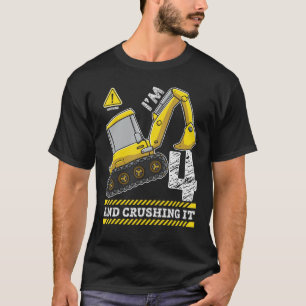 4e födelsedagen Boy Digger Builder Construction La T Shirt