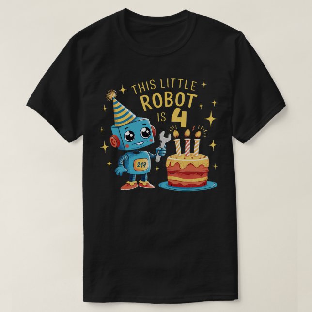 4e födelsedagen Boys 4-årig robotics Robot 4:e Bi T Shirt (Design framsida)