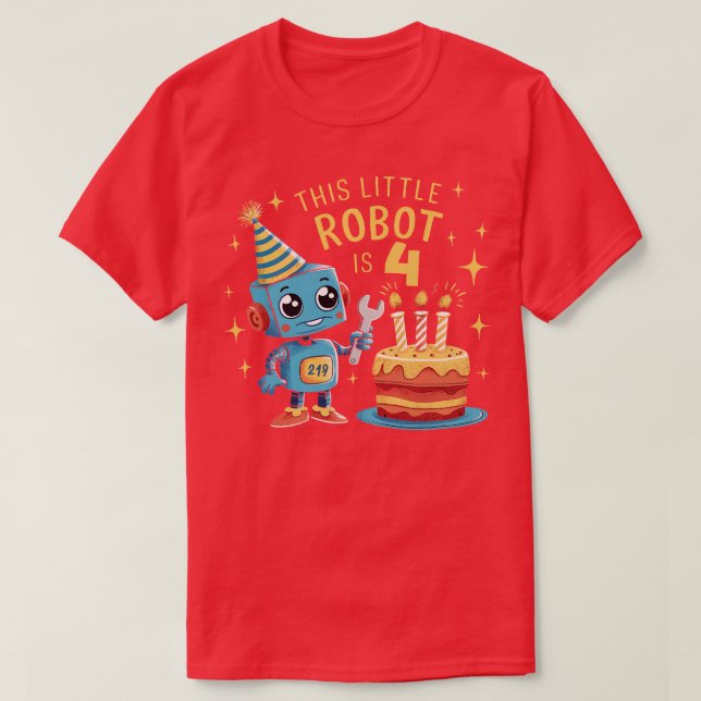 4e födelsedagen Boys 4-årig robotics Robot 4:e Bi T Shirt (Design framsida)