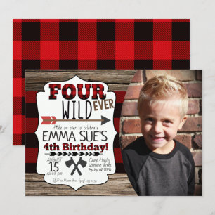 4e födelsedagen Boys Forever Vild Lumberjack Photo Inbjudningar
