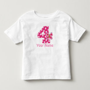 4e födelsedagen Butterfly Girls Personlig Shirt Tee Shirt