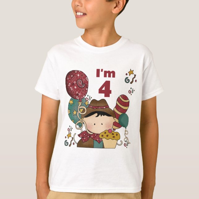4e födelsedagen Cowboyt Tshirts och presenter (Framsida)