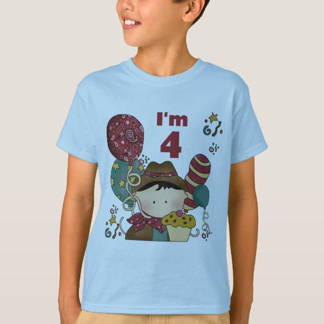 4e födelsedagen Cowboyt Tshirts och presenter (Framsida)