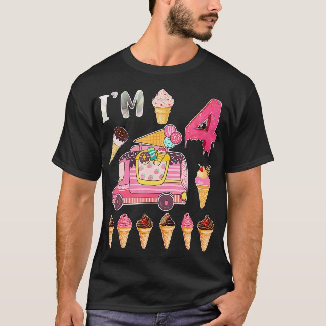 4e födelsedagen Crew Ice Cream Lastbil Im 4 Bday I T Shirt (Framsida)