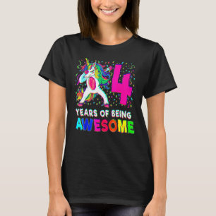 4e födelsedagen Dabbing Unicorn Party 4 Years Gir T Shirt
