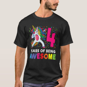 4e födelsedagen Dabbing Unicorn Party Gift 4 Years T Shirt