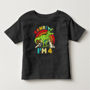 4e födelsedagen Dinosaur T Rex Rawr I är 4 för poj T Shirt