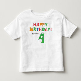 4e födelsedagen färgat alfabet med första Namn T Shirt