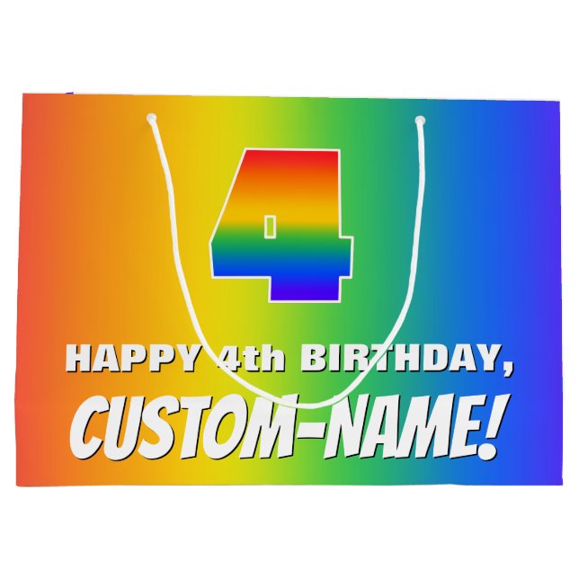 4e födelsedagen: Färgfull, Roligt Rainbow Mönster  (Baksidan)