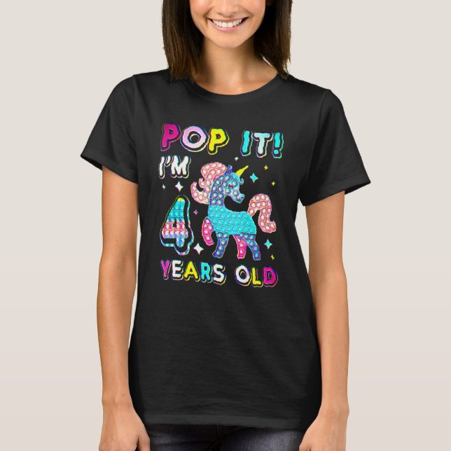 4e födelsedagen Fidget Leksak Pop it Birthday Girl T Shirt (Framsida)