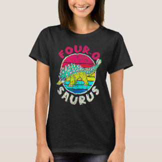 4e födelsedagen Four O Saurus I Ankylosaurus I-fam T Shirt