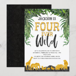 4e födelsedagen, Fourever vild, Jungle, safaridjur Inbjudningar