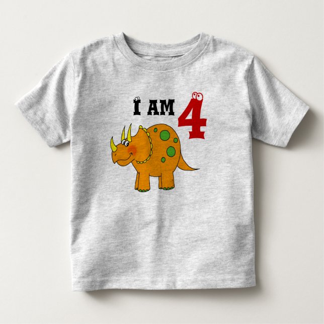 4e födelsedagen-gåva, dinosauurtriceratops tee (Framsida)