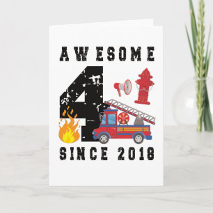 4e födelsedagen Gift Firefighter Boy Born 2018 Kort