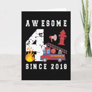 4e födelsedagen Gift Firefighter Boy Born 2018 Kort
