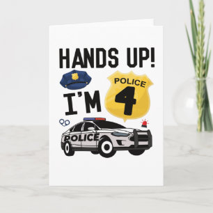 4e födelsedagen Gift-polis 4 år gammal pojke Kort