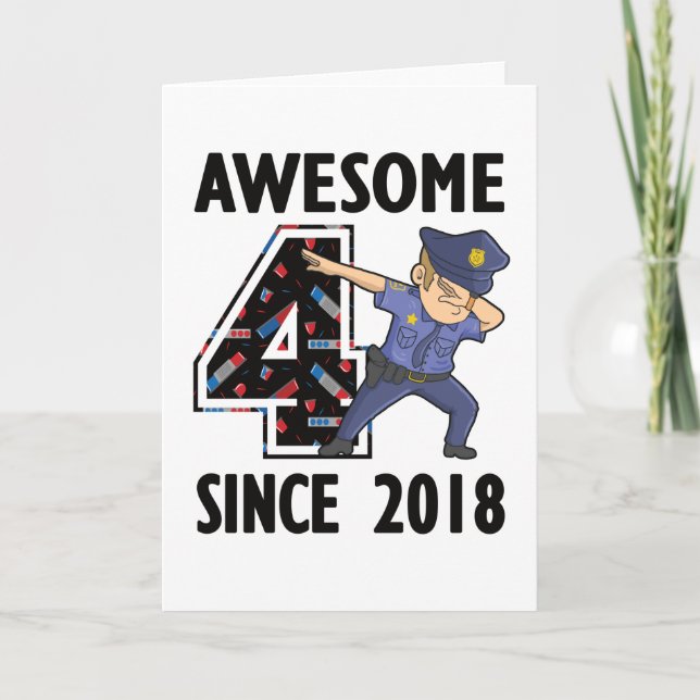 4e födelsedagen Gift-polisman Boy Born 2018 Kort (Framsida)