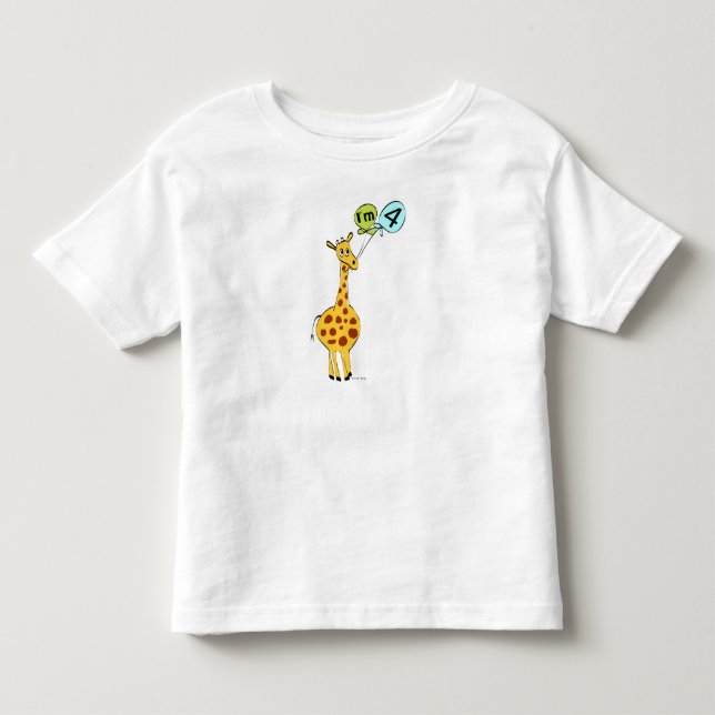 4e födelsedagen Giraffe Tee Shirt (Framsida)