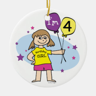 4e födelsedagen Girl Julgransprydnad Keramik