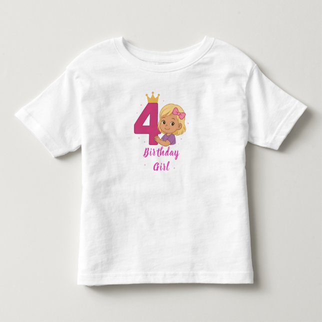 4e födelsedagen Girl Småbarn Bra Jersey T-Shirt (Framsida)