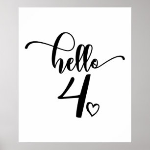 4e födelsedagen Girls Hej 4 Cute 4 Yldår Poster
