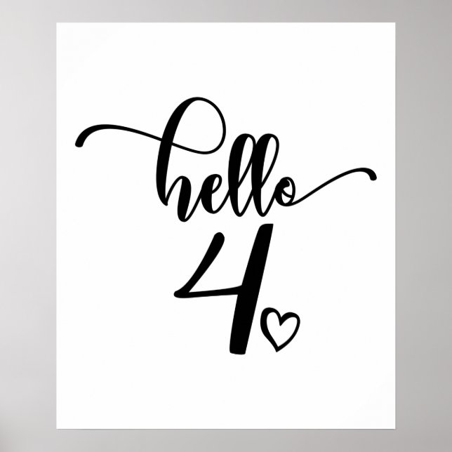 4e födelsedagen Girls Hej 4 Cute 4 Yldår Poster (Framsidan)