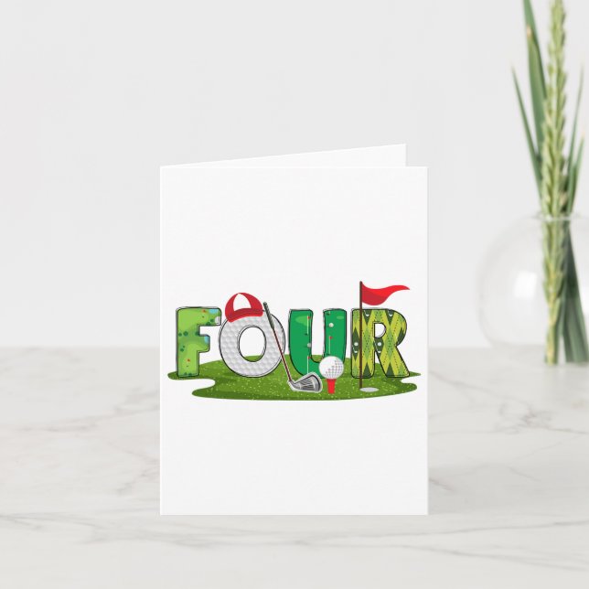 4e födelsedagen Golftema 4 år gammal barnsport Kort (Framsida)