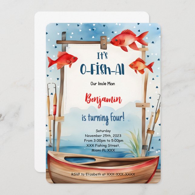 4e födelsedagen inbjudningar (Fram/baksida)