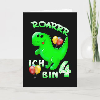 4e födelsedagen Kids Dinosaur Kort
