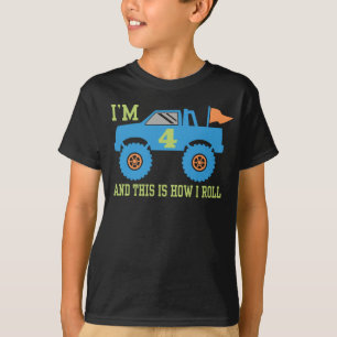 4e födelsedagen Monster Lastbil Tee Shirt