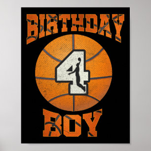 4e födelsedagen Outfit Boy Basketball 4 år gammal Poster