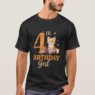4e födelsedagen Outfit Girl Fox 4 Year Old Bday De T Shirt