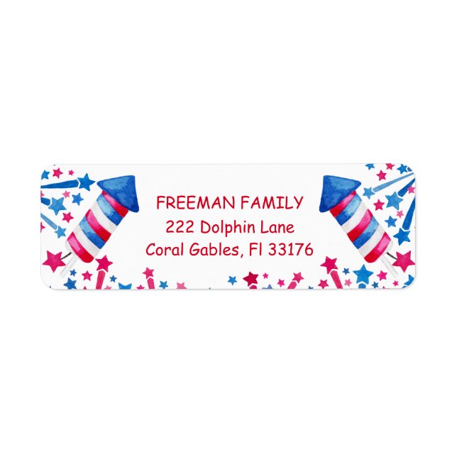 4e födelsedagen-partifavör för Little Firecracker  Returadress Etikett (Framsidan)