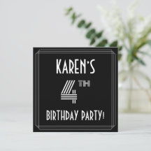 4e födelsedagen Party: Art Deco Stil med eget namn