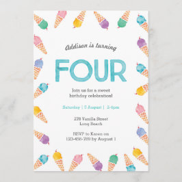 4e födelsedagen Party | Inbjudan till Rainbow Ice