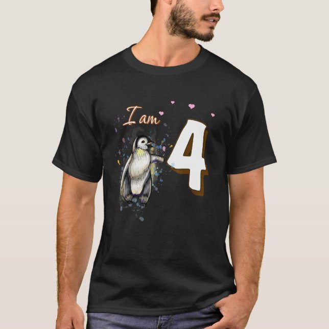 4e födelsedagen Penguin Fläkt T Shirt (Framsida)