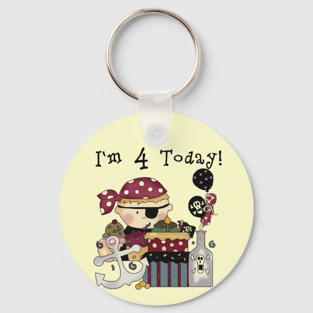 4e födelsedagen Pirat Tshirts och gåvor Nyckelring (Framsida)