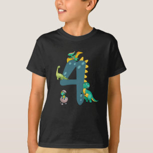 4e födelsedagen pojke Dinosaur Trex Dino 4 år T Shirt
