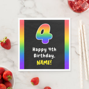 4e födelsedagen: Rainbow Spectrum nr 4, eget namn Pappersservett
