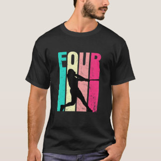 4e födelsedagen Retro Baseball 4 år gammal födelse T Shirt