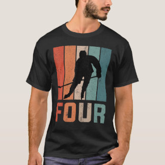 4e födelsedagen Retro Ice Hockey 4 års gammal hock T Shirt