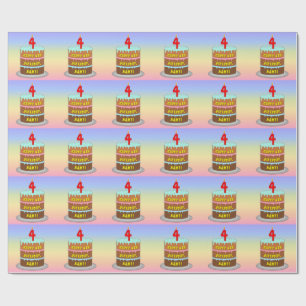 4e födelsedagen: Roligt Cake and Candle + Eget nam Presentpapper