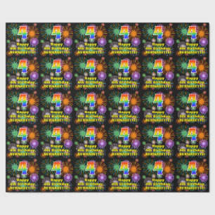 4e födelsedagen: Roligt Fireworks, Rainbow look # Presentpapper
