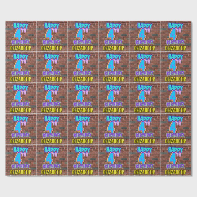 4e födelsedagen: Roligt, Urban Graffiti Inspired l Presentpapper (Platt)