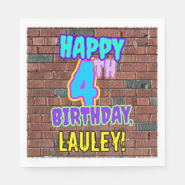 4e födelsedagen ~ Roligt, Urban Graffiti Inspired  Pappersservett (Framsidan)