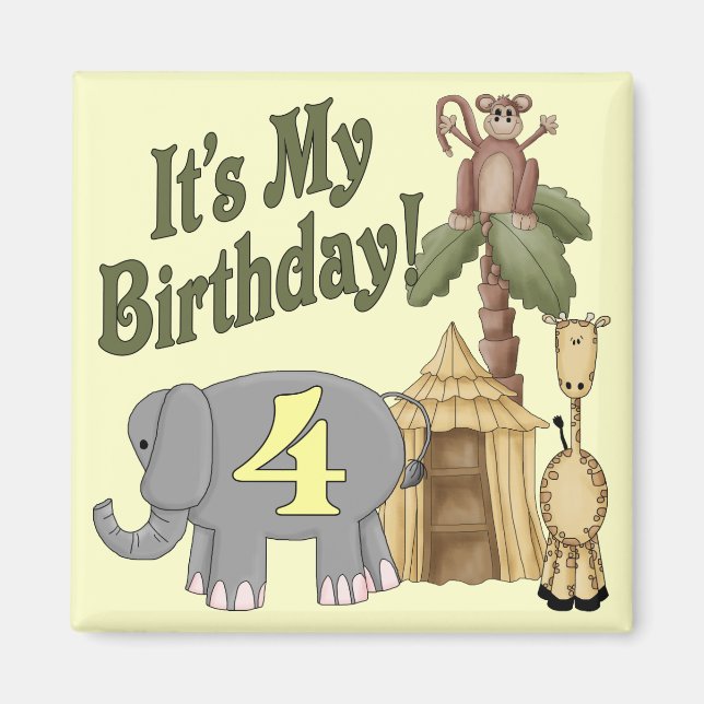 4e födelsedagen Safari Magnet (Framsidan)