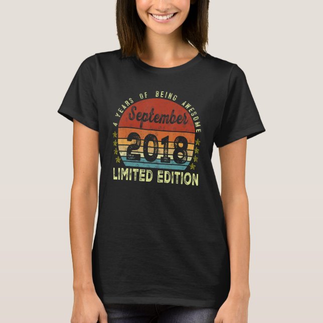 4e födelsedagen september 2018, 4 år gammal t shirt (Framsida)