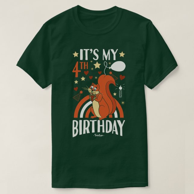 4e födelsedagen Squirrel T Shirt (Design framsida)