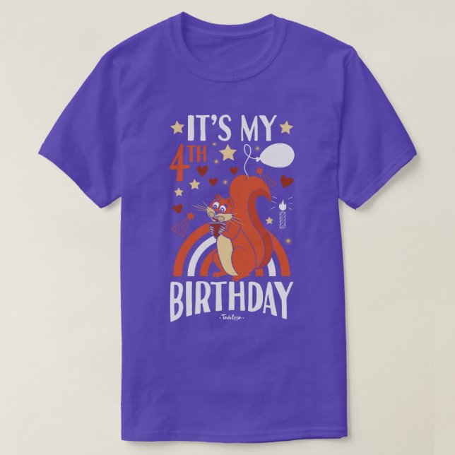 4e födelsedagen Squirrel T Shirt (Design framsida)
