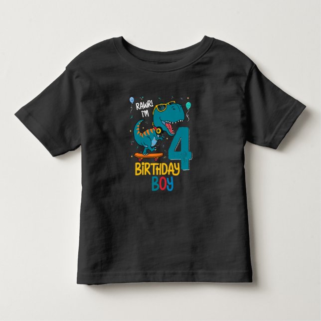 4e födelsedagen Trex pojke 4 år T Shirt (Framsida)